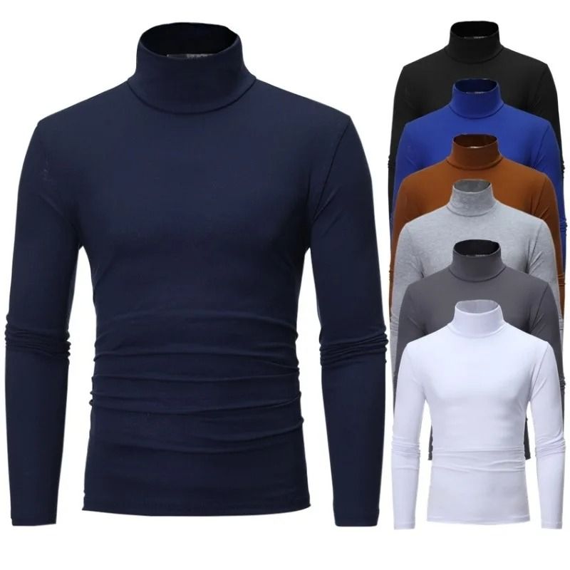 Mens Thermal Long Sleeve High Neck Shirt for Winter Layering