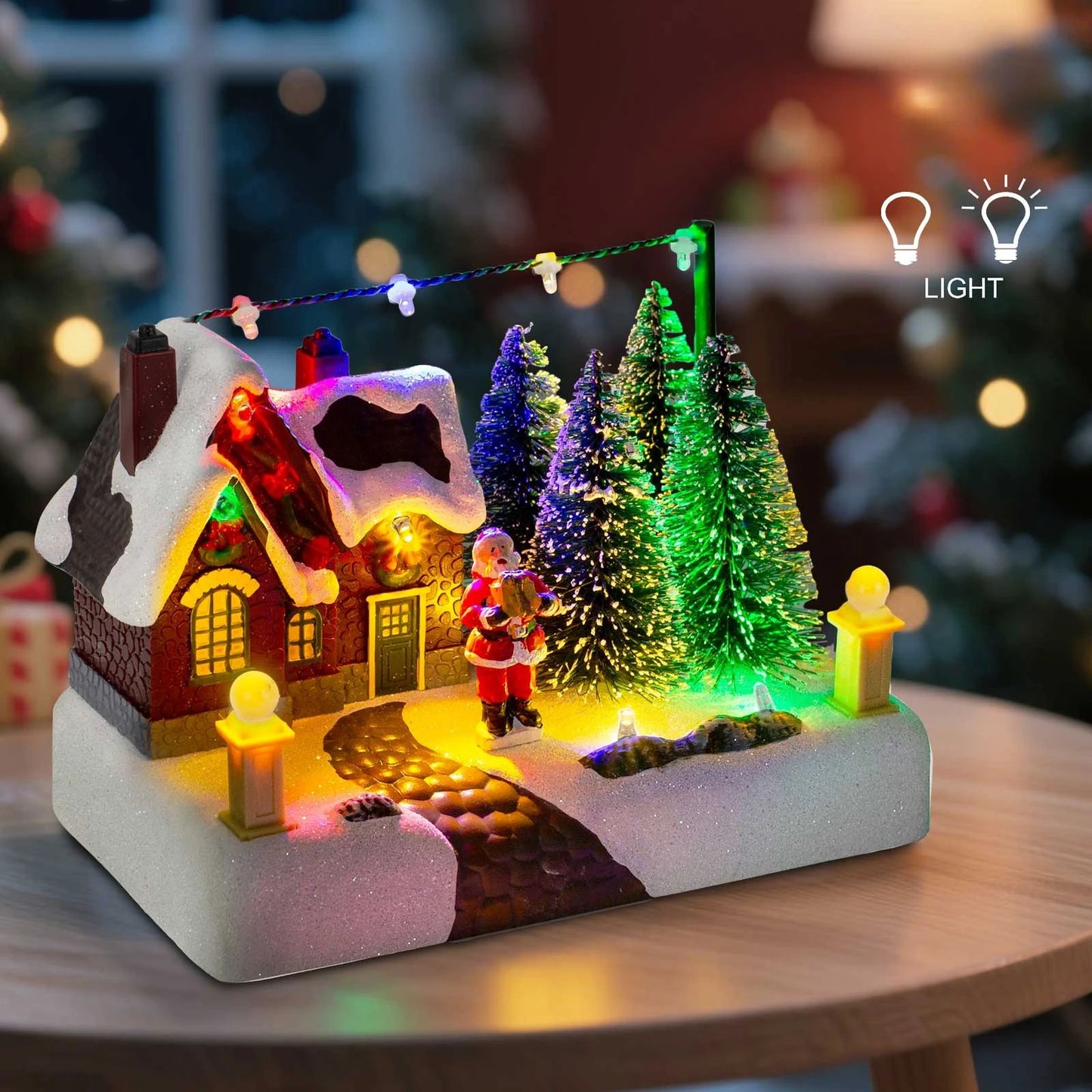 Cozy Light-Up Christmas Village House – Festive Holiday Desk & Mantel Decor