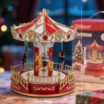 Cozy Christmas LED Musical Carousel - Animated Holiday Table Decoration