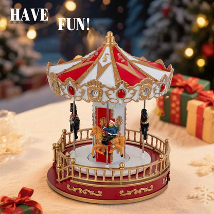 Cozy Christmas LED Musical Carousel - Animated Holiday Table Decoration