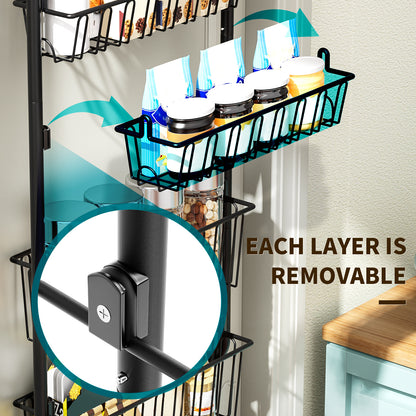 Multi layer Door hanging storage basket, Punch free Space saving home organizer, Black storage basket for door