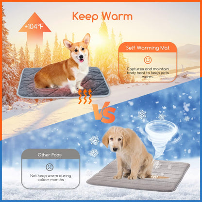 Self Heating Pet Pad, Extra Warm Thermal Dog Crate Pad Washable, Anti Slip Kennel Mat, Pet Supplies for Dogs and Cats