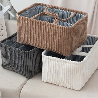 Large Bohemian Storage Basket, Multi-Compartment Organizer for Baby Clothes, Toys, and Home Decor