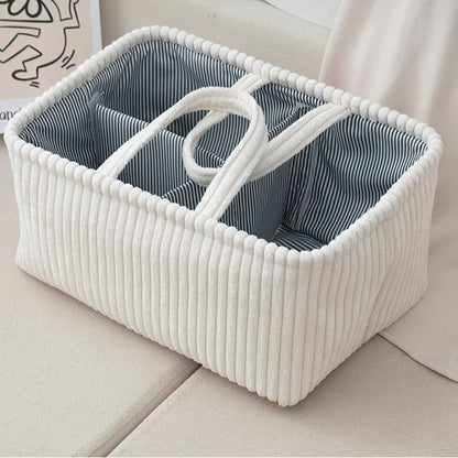 Large Bohemian Storage Basket, Multi-Compartment Organizer for Baby Clothes, Toys, and Home Decor
