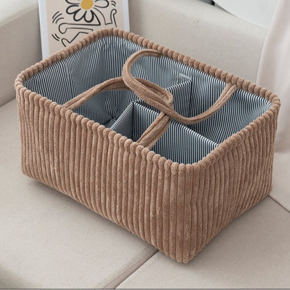 Large Bohemian Storage Basket, Multi-Compartment Organizer for Baby Clothes, Toys, and Home Decor