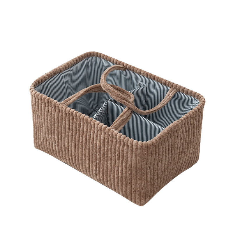 Large Bohemian Storage Basket, Multi-Compartment Organizer for Baby Clothes, Toys, and Home Decor