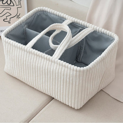 Large Bohemian Storage Basket, Multi-Compartment Organizer for Baby Clothes, Toys, and Home Decor