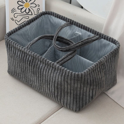 Large Bohemian Storage Basket, Multi-Compartment Organizer for Baby Clothes, Toys, and Home Decor