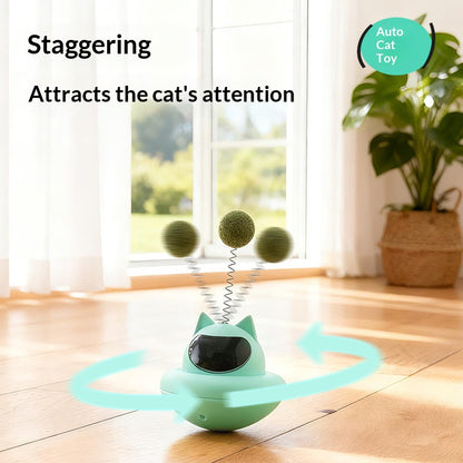 Suction Cup Cat Teaser, Feather Toy for Self Play Boredom Relief, Tumbler Base Wand for Lazy Owner Interactive Fun