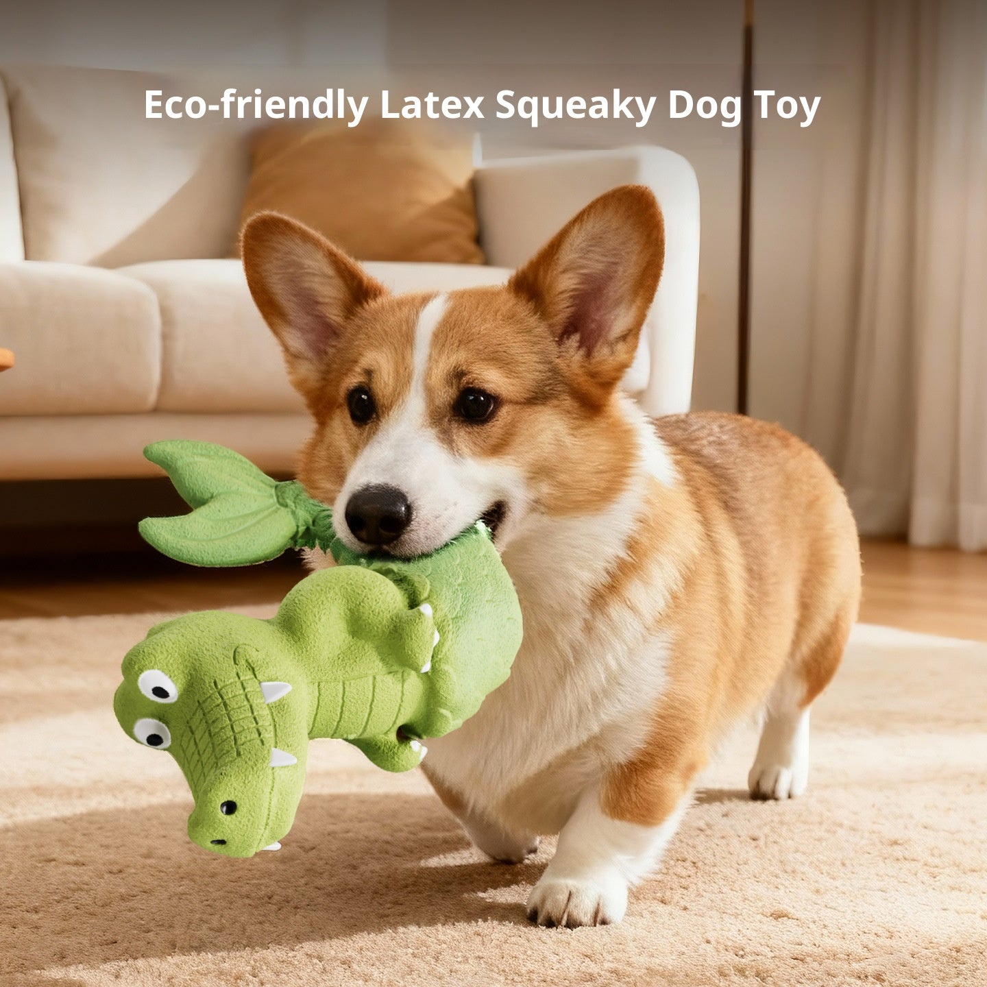 Squeaky Alligator Dog Toy, Natural Latex Chew Resistant Design, Teeth Cleaning Fun, For Small Medium Dogs Play