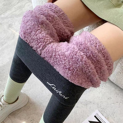 Stretchy Fleece Leggings for Women, Casual Pencil Pants with Letter Print, Warm Slim Fit Autumn Winter