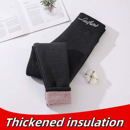 Stretchy Fleece Leggings for Women, Casual Pencil Pants with Letter Print, Warm Slim Fit Autumn Winter