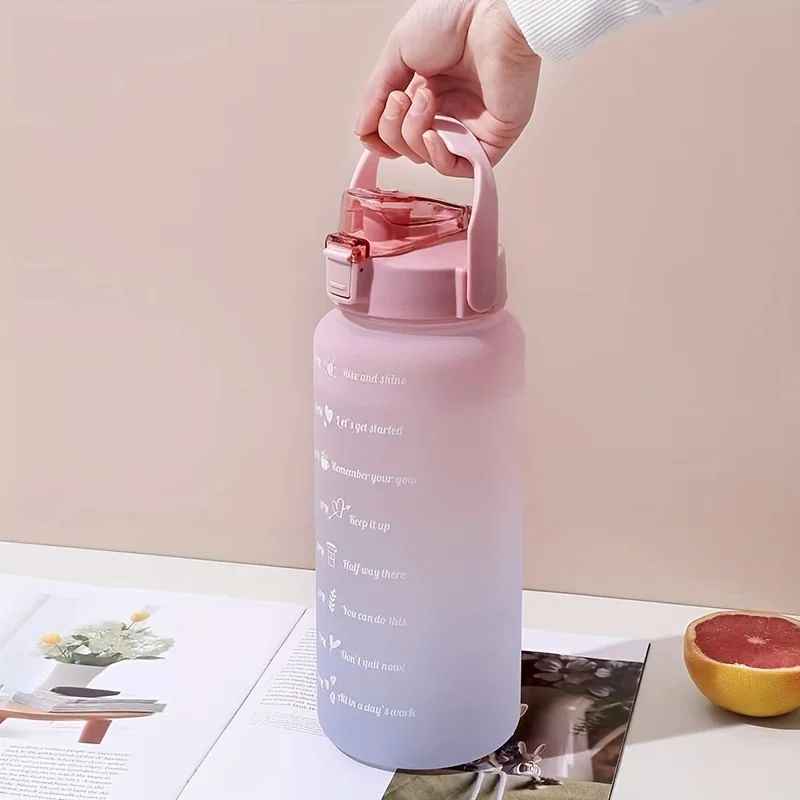 2-Liter Motivational Leakproof Water Bottle with Time Markers