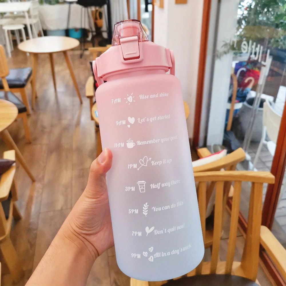2-Liter Motivational Leakproof Water Bottle with Time Markers