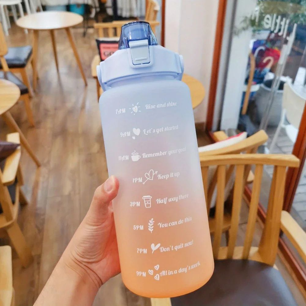 2-Liter Motivational Leakproof Water Bottle with Time Markers