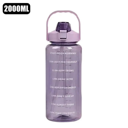 2-Liter Motivational Leakproof Water Bottle with Time Markers