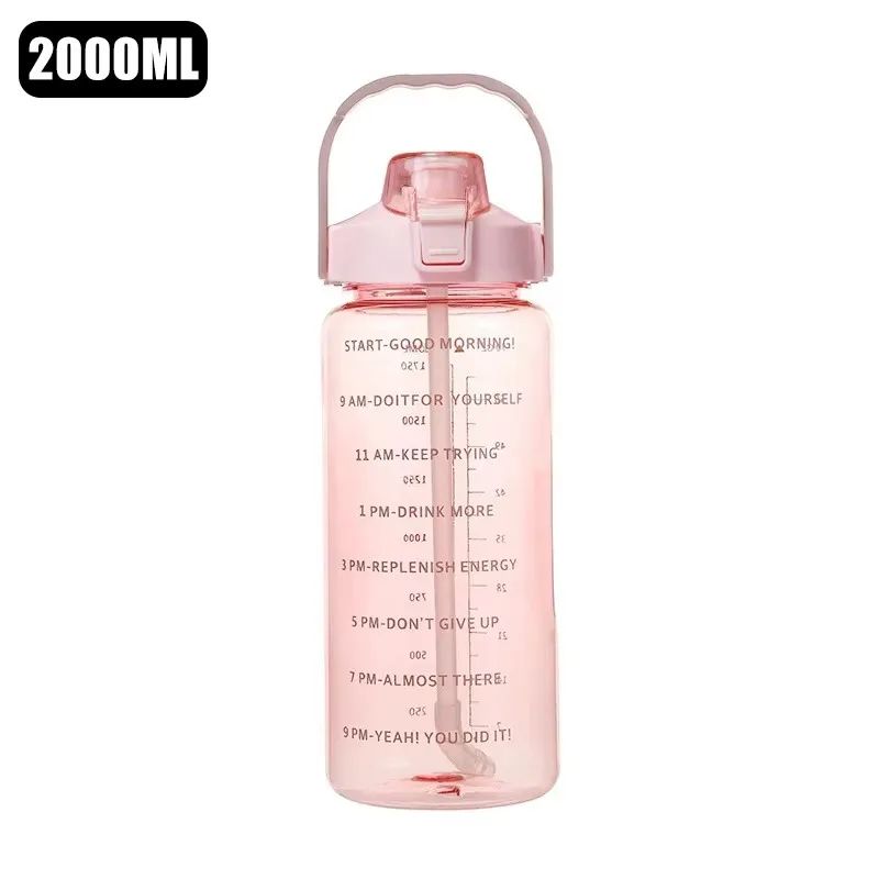 2-Liter Motivational Leakproof Water Bottle with Time Markers