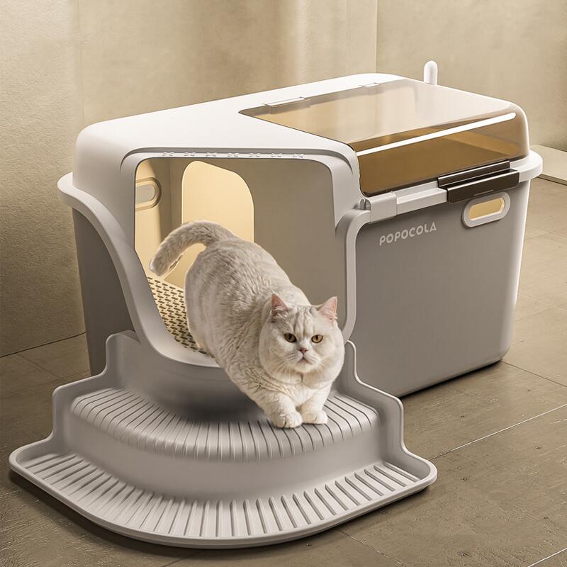 Large Cat Litter Box with Enclosed Design, Convenient Lid, Splash Proof, Corridor Style for Pet Clean