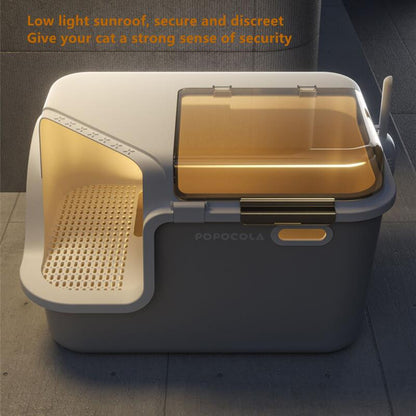 Large Cat Litter Box with Enclosed Design, Convenient Lid, Splash Proof, Corridor Style for Pet Clean