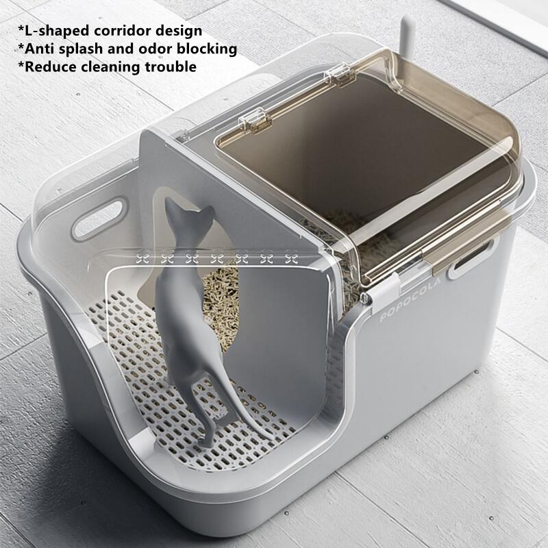 Large Cat Litter Box with Enclosed Design, Convenient Lid, Splash Proof, Corridor Style for Pet Clean