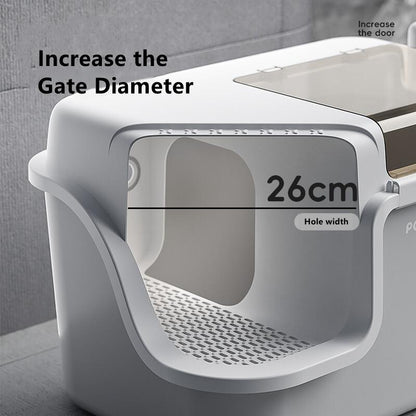 Large Cat Litter Box with Enclosed Design, Convenient Lid, Splash Proof, Corridor Style for Pet Clean