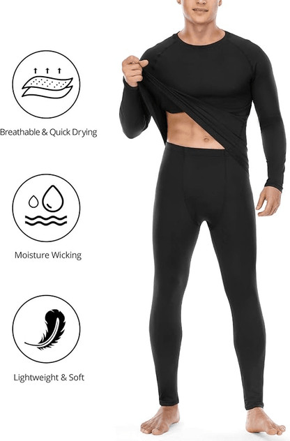 Mens Thermal Underwear Set Long Sleeve Top and Bottom