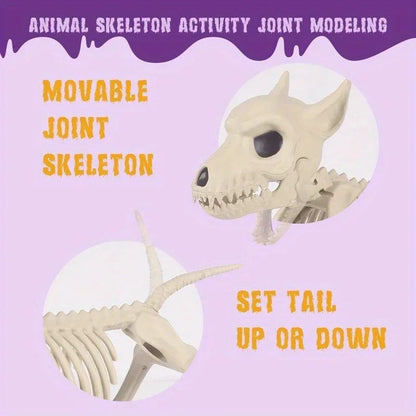 Halloween Little Wolf Skeleton Decoration – Creative Indoor/Outdoor Animal Skeleton Home & Garden Ornament
