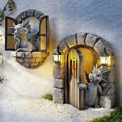 Giant Dragon-Shaped Resin Lawn Sculpture – Gothic Fantasy Garden Statue for Yard & Courtyard Decoration