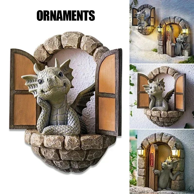 Giant Dragon-Shaped Resin Lawn Sculpture – Gothic Fantasy Garden Statue for Yard & Courtyard Decoration