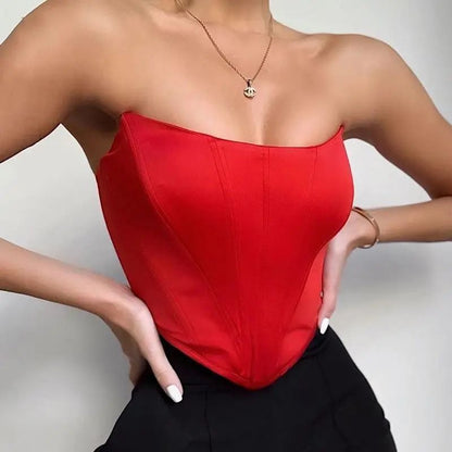 Off Shoulder Corset Crop Top Backless Bustier Vest for Women