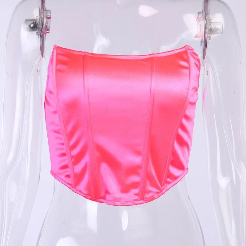 Off Shoulder Corset Crop Top Backless Bustier Vest for Women