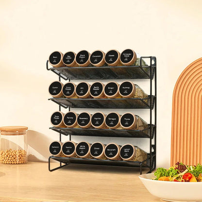 Farmhouse 12-Piece Glass Spice Jar Set with Bamboo Lids & Labels