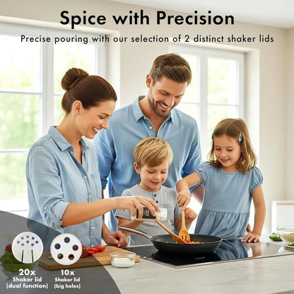 Farmhouse 12-Piece Glass Spice Jar Set with Bamboo Lids & Labels