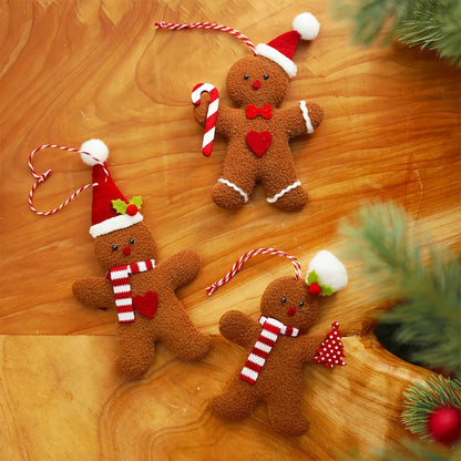3-Piece Christmas Gingerbread Man Hanging Ornaments – Festive Tree Pendants for Holiday Decor & New Year Gifts