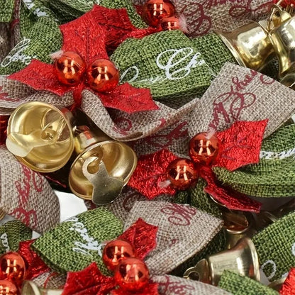 10-Piece Christmas Ribbon Bows with Bells – Mini Red & Green Ornaments for Gift Boxes, Trees & Wedding Decor