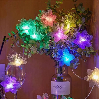 LED Fiber Optic Fairy Light Garland Battery-Operated Decorative String for Parties and Holidays