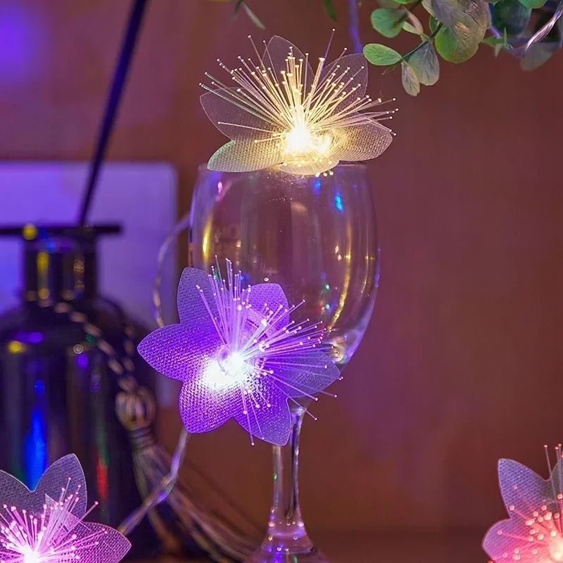 LED Fiber Optic Fairy Light Garland Battery-Operated Decorative String for Parties and Holidays