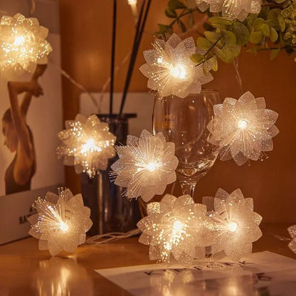 LED Fiber Optic Fairy Light Garland Battery-Operated Decorative String for Parties and Holidays