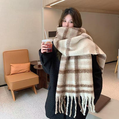 Luxury Cashmere Shawl and Wraps Pashmina, Winter Thick Warm Scarf Women, Female Long Tessel Neckerchief