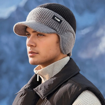 Fashionable Dad Hat with Ear Protection, Dual-Tone Knit Baseball Cap for Outdoor Activities, Perfect Couples Hats