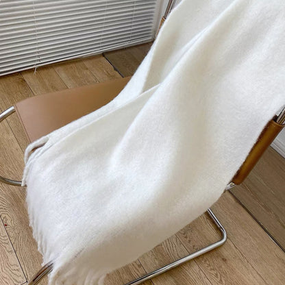 Warm Solid Pashmina Blanket Wraps for Women, Cashmere Scarf with Big Tassel