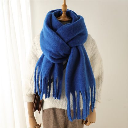 Warm Solid Pashmina Blanket Wraps for Women, Cashmere Scarf with Big Tassel