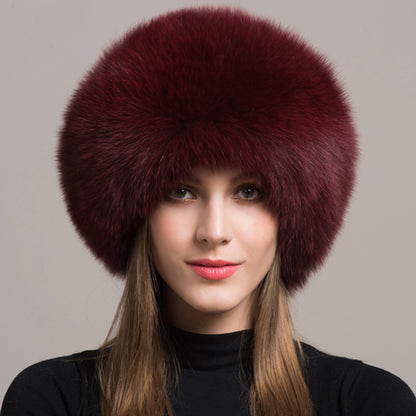 Fashion Winter Warm Hat Natural Fox Fur Hat With Earmuffs Thick Fur Cap For Women