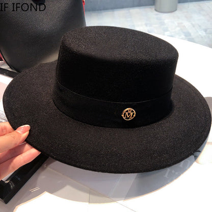 Elegant Fedora Hat for Women Fashion Bowler Dress Caps Panama Ribbon Band Church Wedding Felt Hat