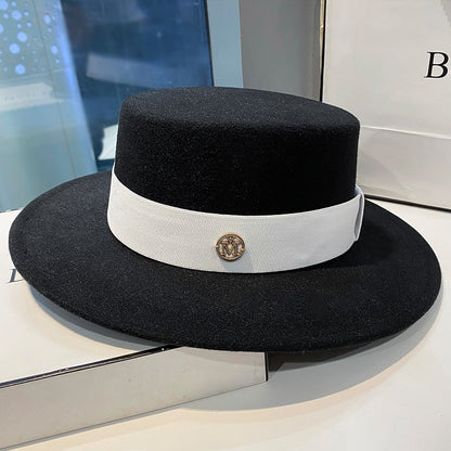 Elegant Fedora Hat for Women Fashion Bowler Dress Caps Panama Ribbon Band Church Wedding Felt Hat