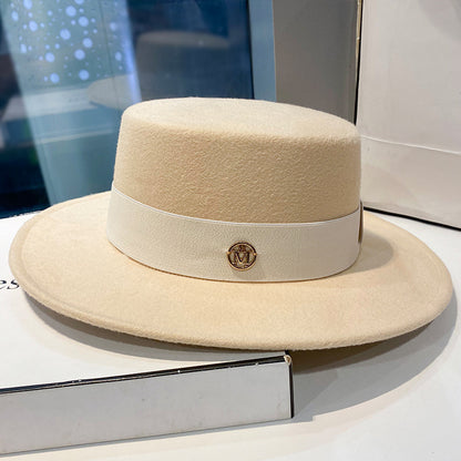 Elegant Fedora Hat for Women Fashion Bowler Dress Caps Panama Ribbon Band Church Wedding Felt Hat