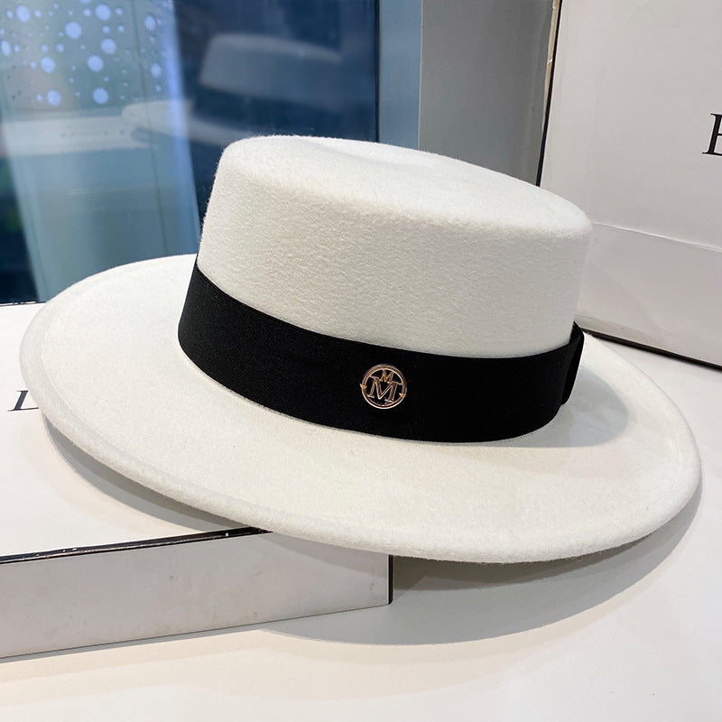 Elegant Fedora Hat for Women Fashion Bowler Dress Caps Panama Ribbon Band Church Wedding Felt Hat