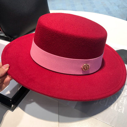 Elegant Fedora Hat for Women Fashion Bowler Dress Caps Panama Ribbon Band Church Wedding Felt Hat