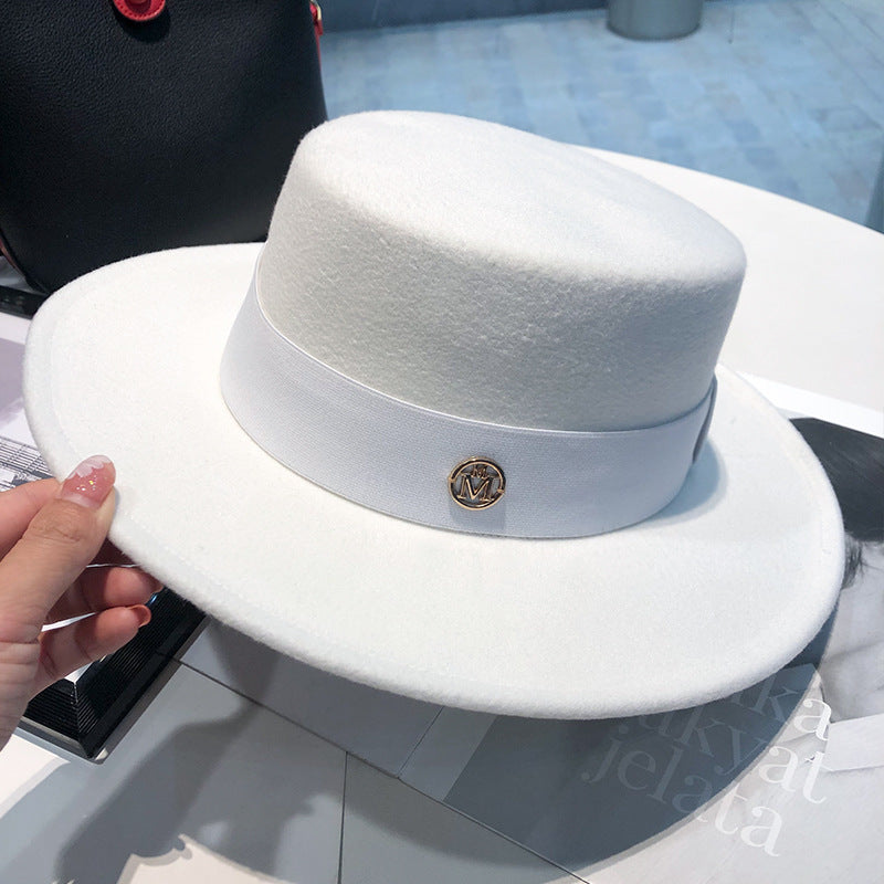 Elegant Fedora Hat for Women Fashion Bowler Dress Caps Panama Ribbon Band Church Wedding Felt Hat