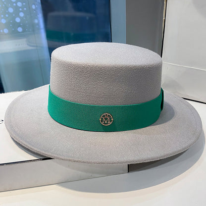 Elegant Fedora Hat for Women Fashion Bowler Dress Caps Panama Ribbon Band Church Wedding Felt Hat